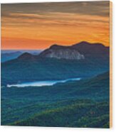 Sunset Over Table Rock From Caesars Head State Park South Carolina Wood Print