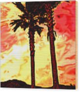 Sunset Palms Wood Print