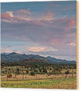 Sunset Panorama Of Sawtooth Mountain And Davis Mountains Preserve - Nature Conservancy West Texas Wood Print