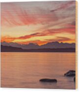 Sunset Puget Sound Wood Print