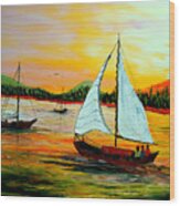 Sunset Sails Wood Print