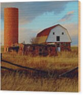 Sunset Silo Barn Wood Print