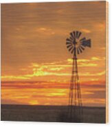 Sunset Windmill 04 Wood Print