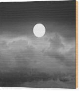 Super Moon With Fogs Wood Print