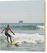 Surfing New Zealand Waves Wood Print