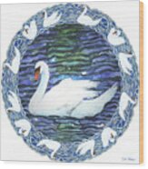 Swan With Knotted Border Wood Print
