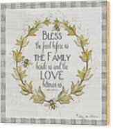 Sweet Life Farmhouse 4 Laurel Leaf Wreath Bee Bless This Food Wood Print