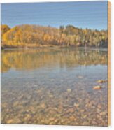 Swift Flowing Water - The North Saskatchewan River Wood Print