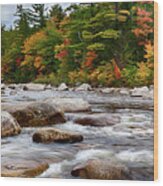 Swift River Runs Through Fall Colors Wood Print