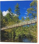 Toccoa River Swinging Bridge Wood Print