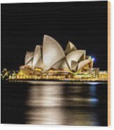 Sydney Opera House At Night Wood Print