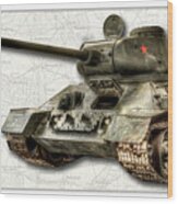 T-34 Soviet Tank W Bg Wood Print