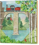 T Is For Train And Train Trestle Wood Print