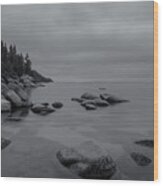 Tahoe In Black And White Wood Print