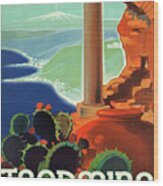 Taormina, Italy, Vintage Travel Poster Wood Print
