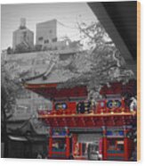 Temple In Tokyo Wood Print