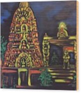 Temple Lights In The Night Wood Print