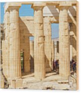 Temple Of Athena And Nike In Acropolis Hill In Athens Wood Print