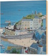 Tenby Harbour Beach In Pembrokeshire Wales Wood Print