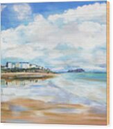 Tenby South Beach Reflections Wood Print