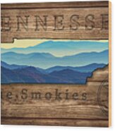 Tennessee The Smokies State Map Wood Print