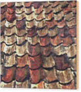 Terra Cotta Roof Tiles Wood Print