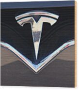Tesla Model X Badge Wood Print