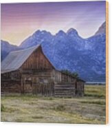 Tetons Sunset Wood Print