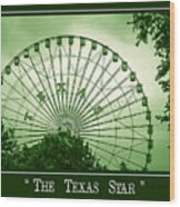 Texas Star In Green Wood Print