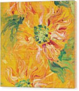 Textured Yellow Sunflowers Wood Print