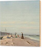 The Beach At Long Branch New Jersey Wood Print