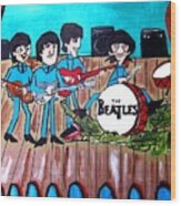 The Beatles Cartoon Wood Print