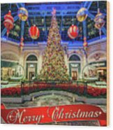 The Bellagio Conservatory Christmas Tree Card 5 By 7 Wood Print