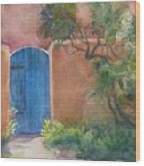 The Blue Door Wood Print