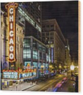 Illinois - The Chicago Theater Wood Print