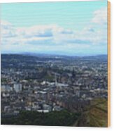 The City Of Edinburgh At The Base Of The Scottish Highlands Wood Print