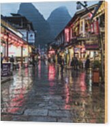 The Famous West Street In Yangshuo Near Guilin In South China Wood Print