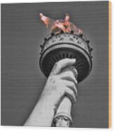 The Flame Of Liberty - B And W Wood Print