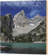 The Grand And Mount Owen From Delta Lake Wood Print