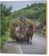 The Hay Cart, Romania Wood Print