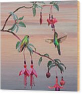 The Hummingbird Fuchsia Wood Print