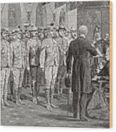 The Inspection Of Colonial Soldiers At Wood Print