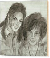 The King Of Pop And Elizabeth Taylor Wood Print