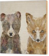 The Little Bear And Little Fox Wood Print