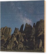 The Milky Way Over The Rocks Wood Print