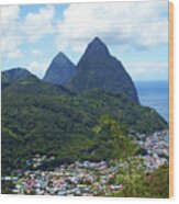 The Pitons, St. Lucia Wood Print