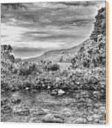 The Rocky Shores Of Wastwater In Greyscale Wood Print