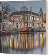 The Short Harbour In Schiedam Wood Print