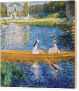 Boating On The Seine By Renoir Wood Print