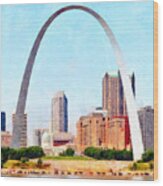 The St Louis Gateway Arch And The St Louis Skyline 20180508 Wood Print